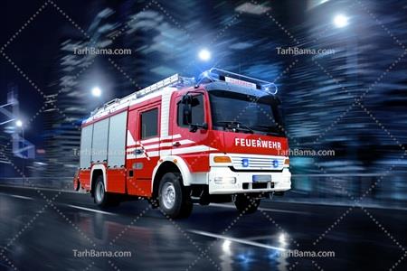 تصویر با کیفیت ماشین آتش نشانی قرمز